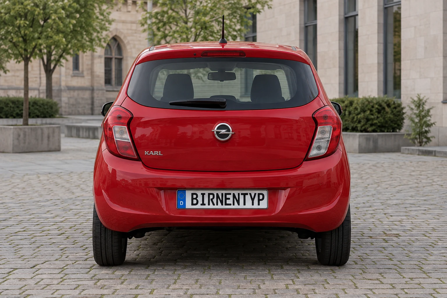 Heck-Ansicht des Opel Karl A (mit KI erzeugt)