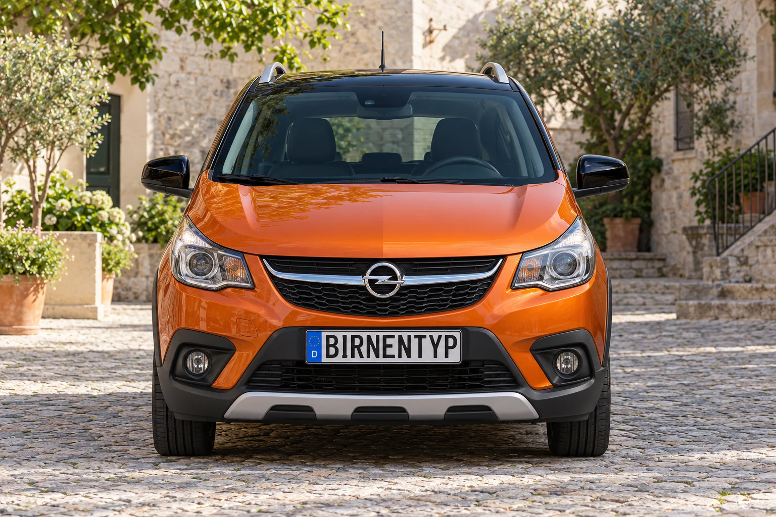 Frontansicht des Opel Karl A (Karl Rocks (Crossover)) (mit KI erzeugt)