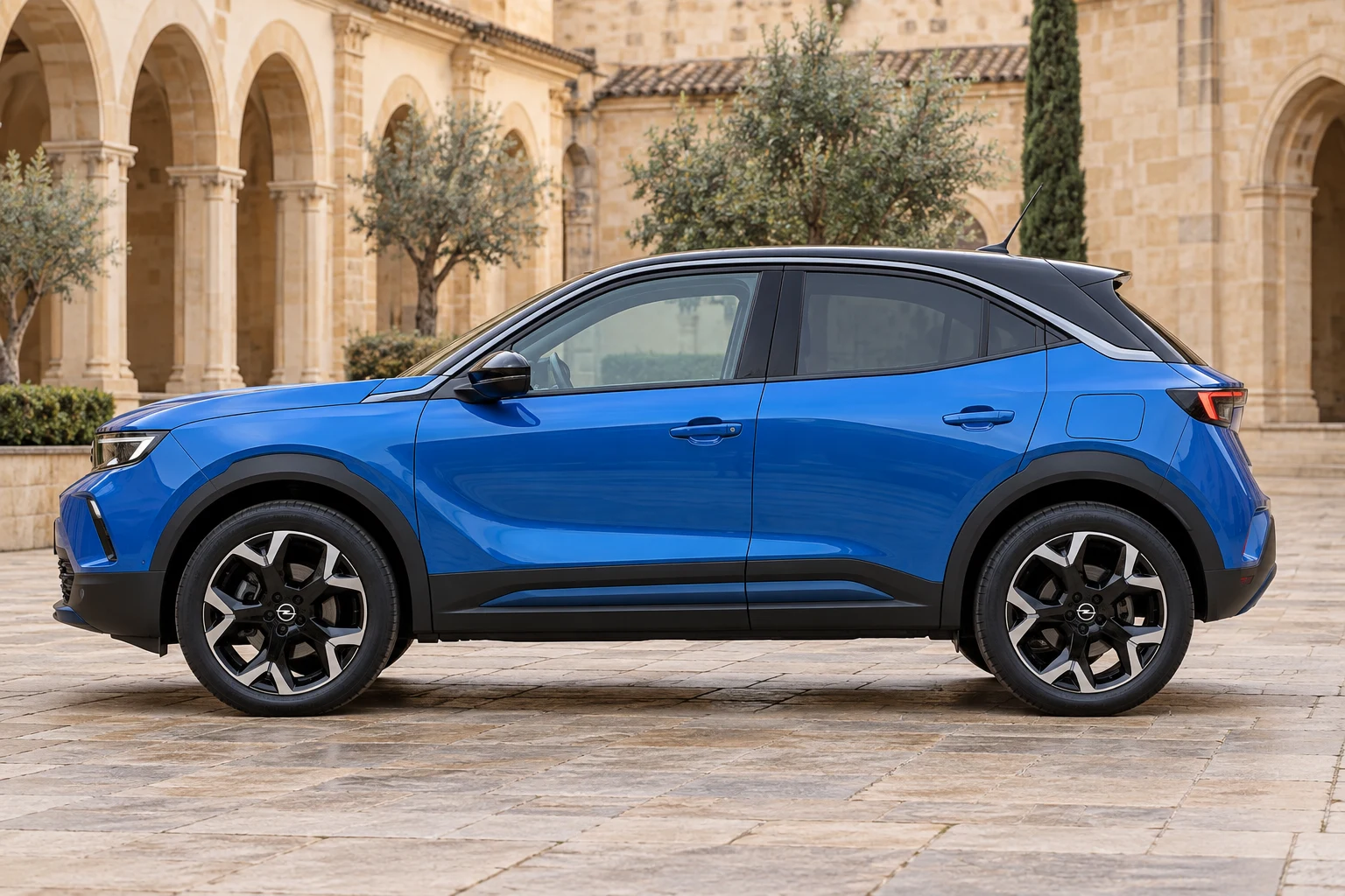 Seitenansicht (Fahrerseite) des Opel Mokka (X) B als GS Line (mit KI erzeugt)