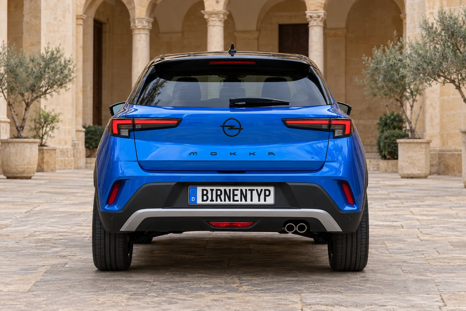 Heck-Ansicht des Opel Mokka (X) B (GS Line) (mit KI erzeugt)