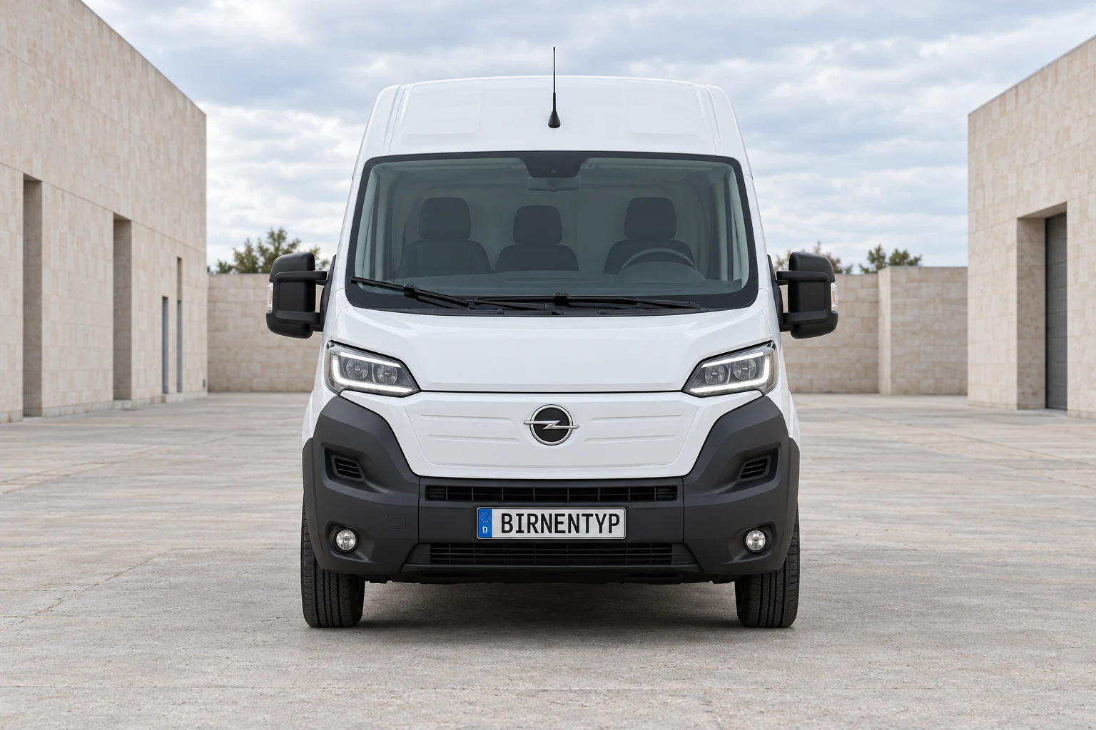 Frontansicht des Opel Movano C (Movano Electric (BEV)) (mit KI erzeugt)