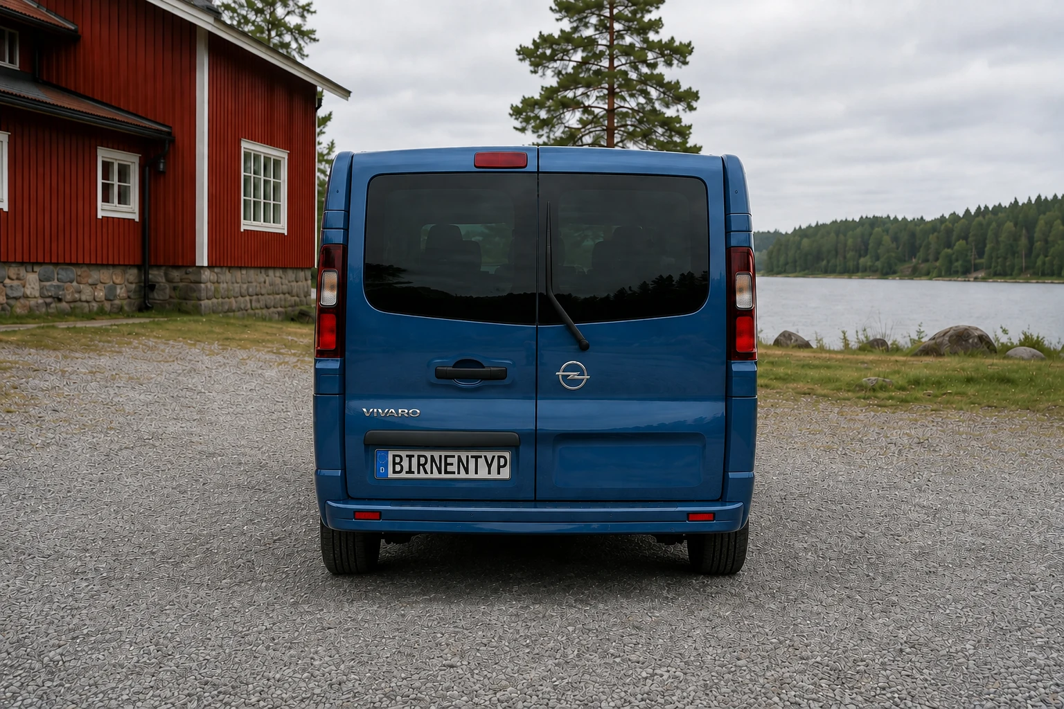 Heck-Ansicht des Opel Vivaro B. Gen (Combi / Tourer (Bus 9-Sitzer)) (mit KI erzeugt)