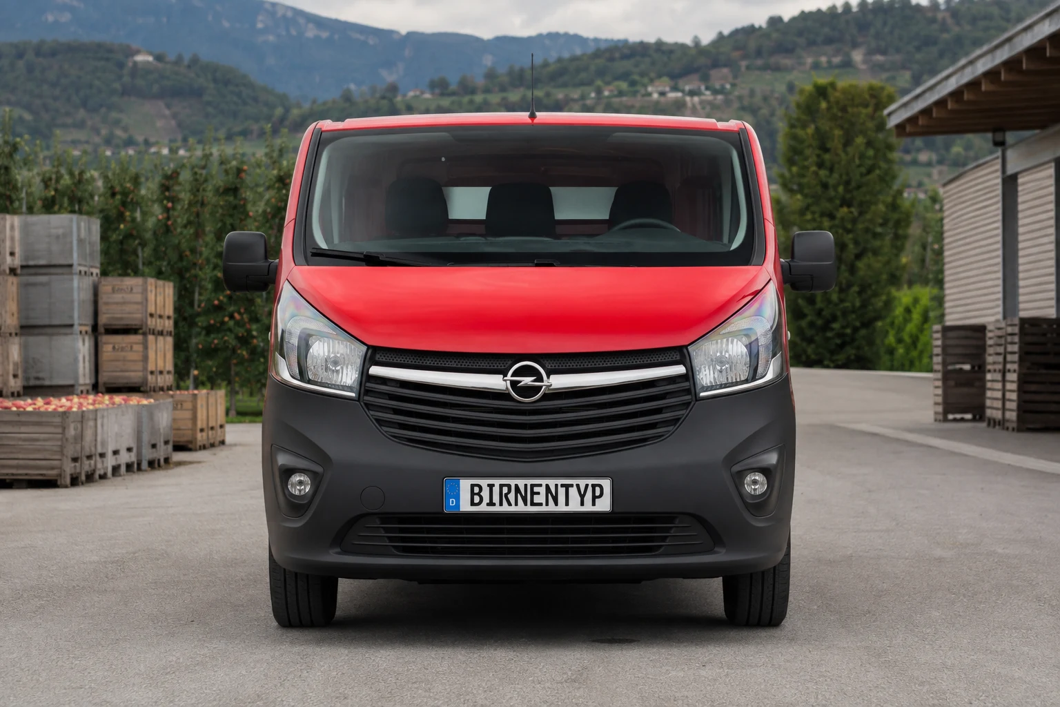 Frontansicht des Opel Vivaro B. Gen (Pritsche / Fahrgestell) (mit KI erzeugt)