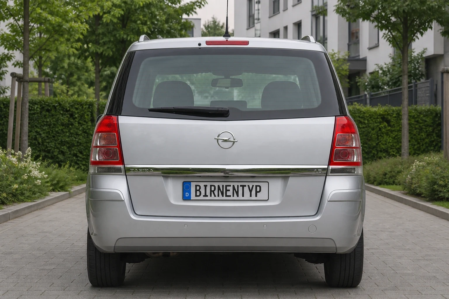 Heck-Ansicht des Opel Zafira (mit KI erzeugt)
