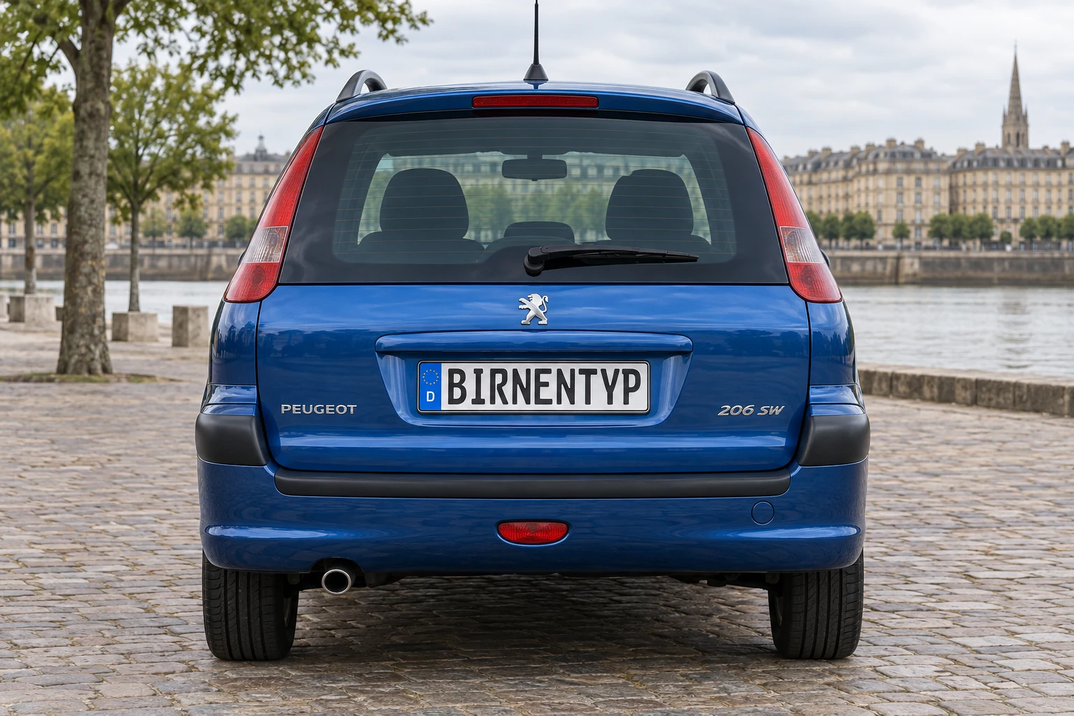Heck-Ansicht des Peugeot 206 1 (SW / Kombi) (mit KI erzeugt)