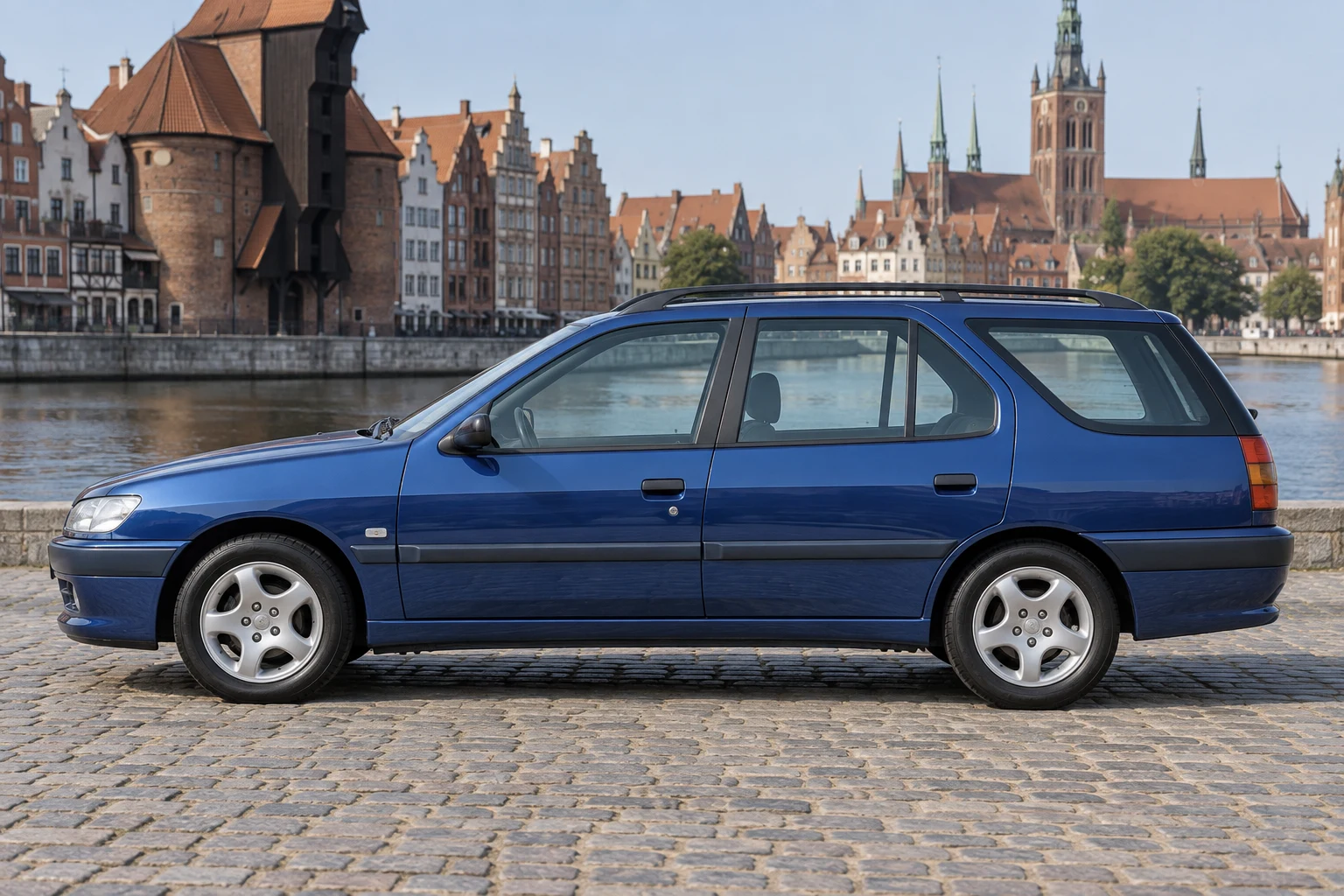 Seitenansicht (Fahrerseite) des Peugeot 306 1 als Break (Kombi) (mit KI erzeugt)