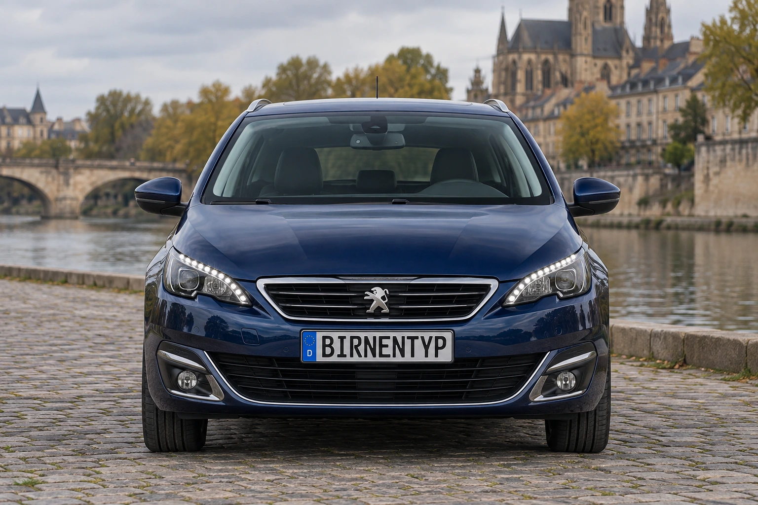 Frontansicht des Peugeot 308 2 (SW / Kombi) (mit KI erzeugt)
