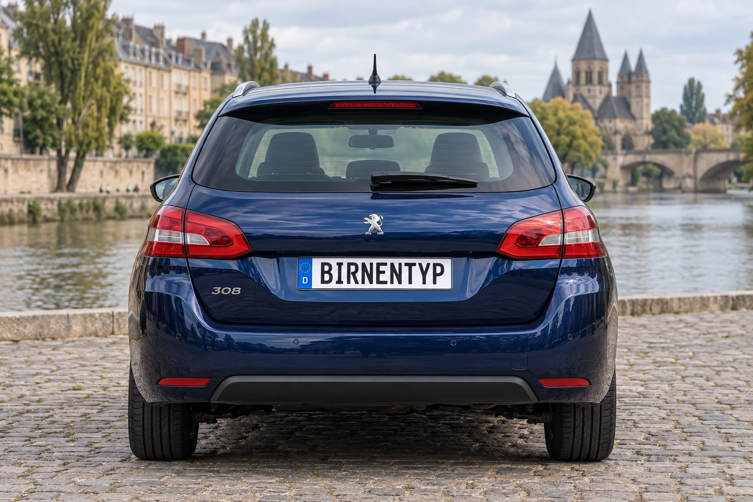 Heck-Ansicht des Peugeot 308 2 (SW / Kombi) (mit KI erzeugt)