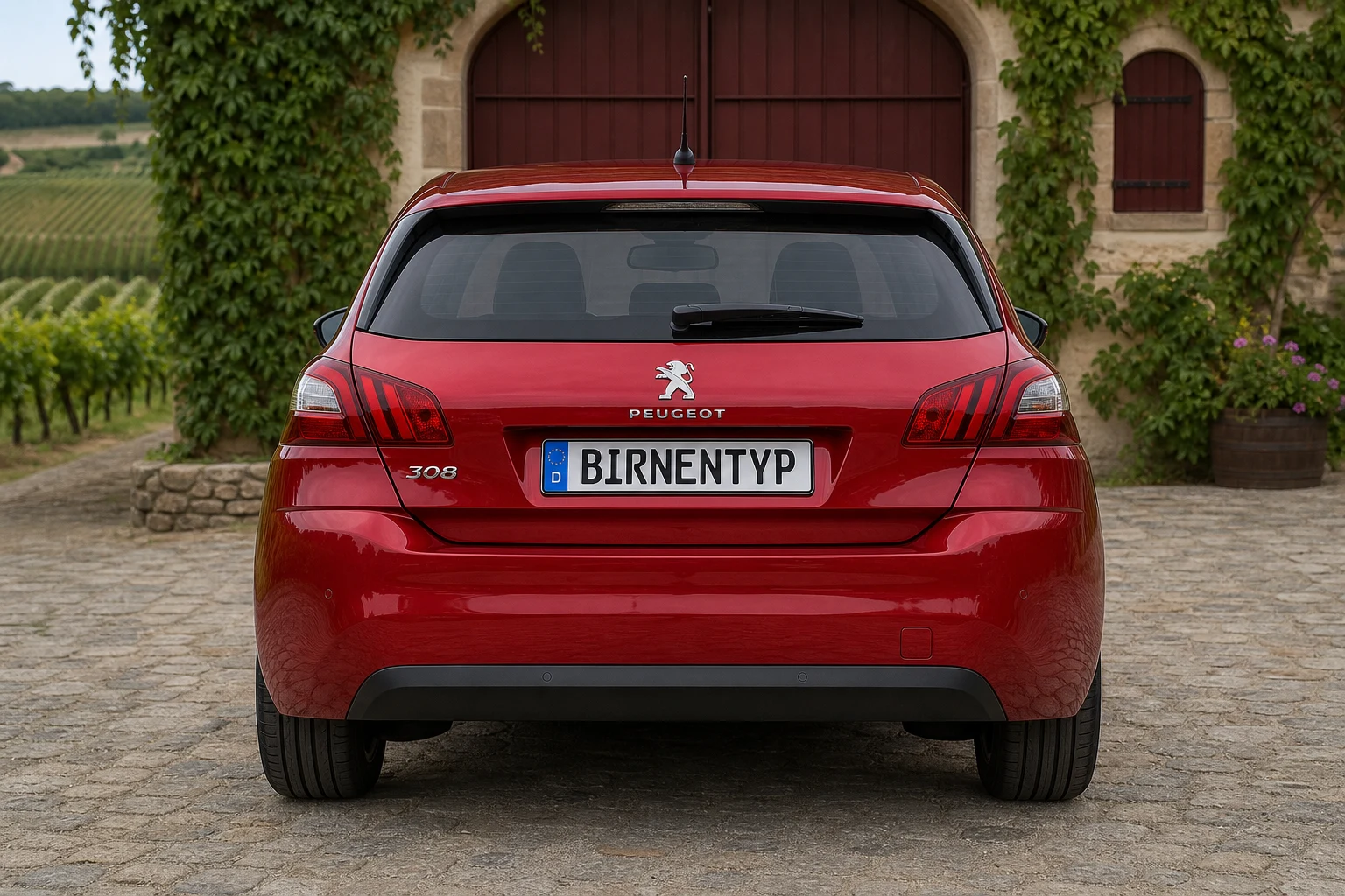 Heck-Ansicht des Peugeot 308 2 (mit KI erzeugt)