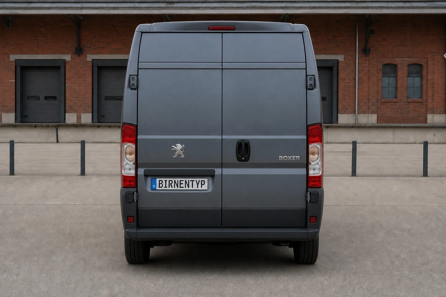 Heck-Ansicht des Peugeot Boxer 2 (mit KI erzeugt)