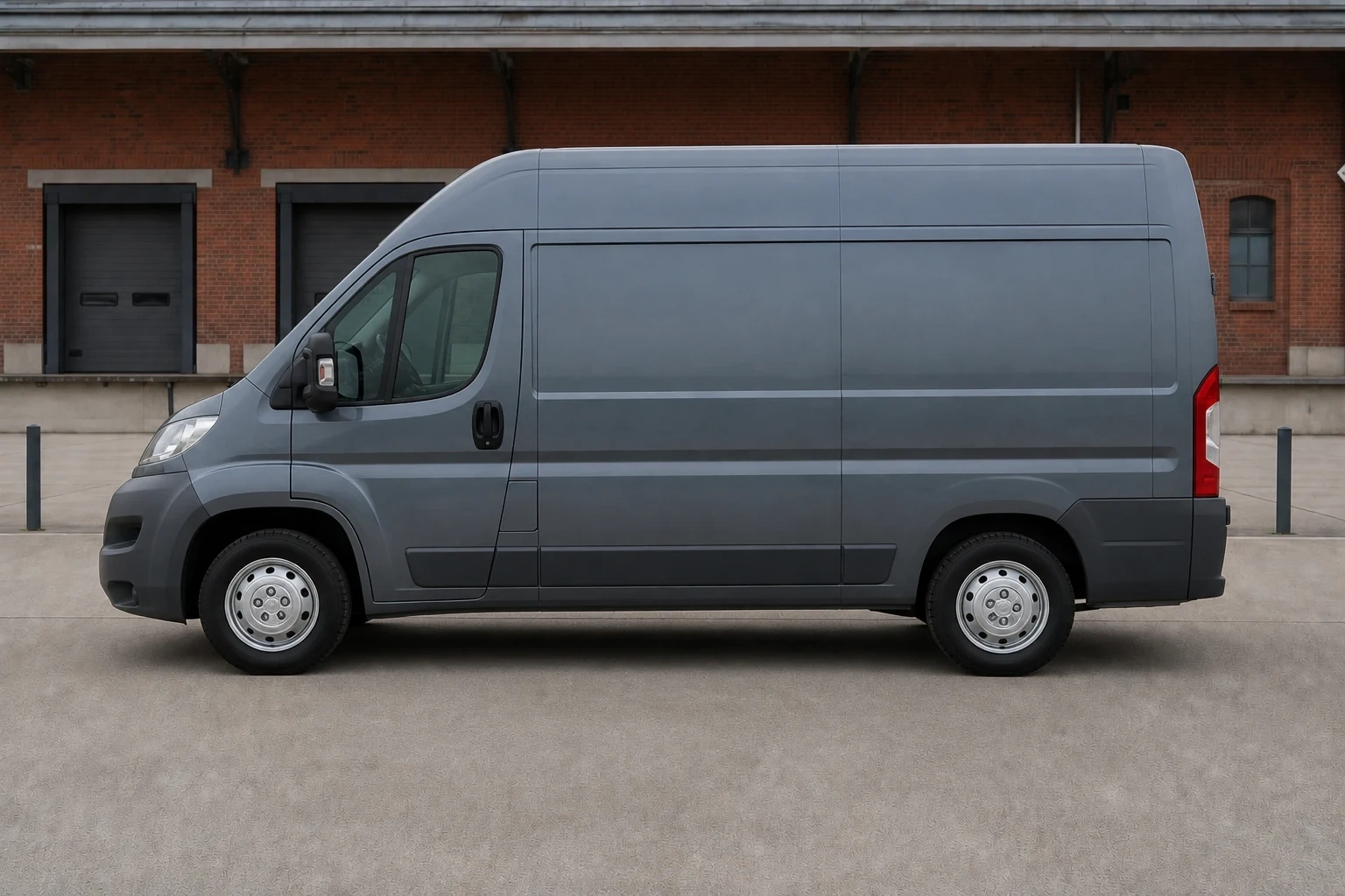 Seitenansicht (Fahrerseite) des Peugeot Boxer 2 als Kastenwagen / Bus / Wohnmobil (mit KI erzeugt)