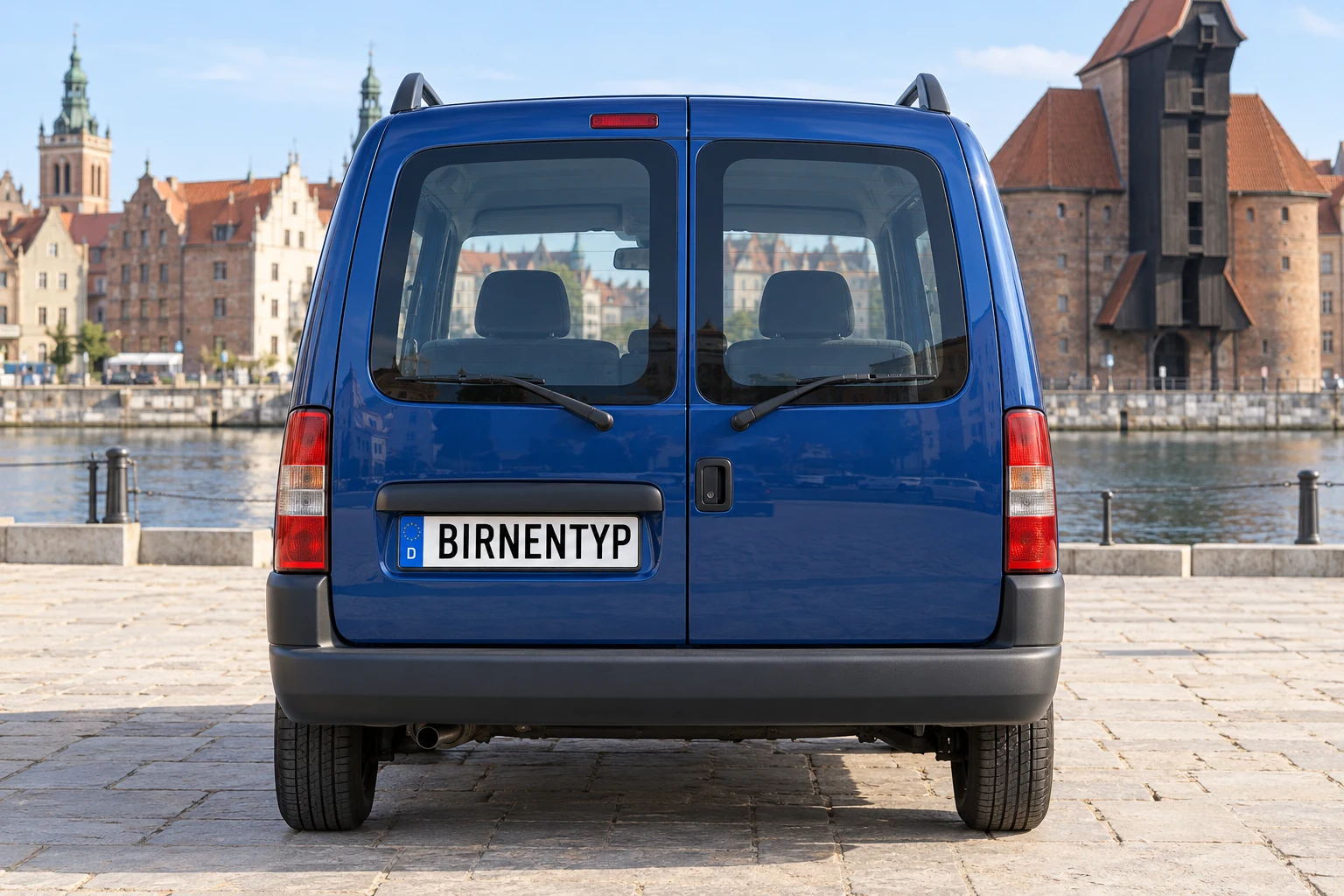 Heck-Ansicht des Peugeot Partner Origin 1 (mit KI erzeugt)