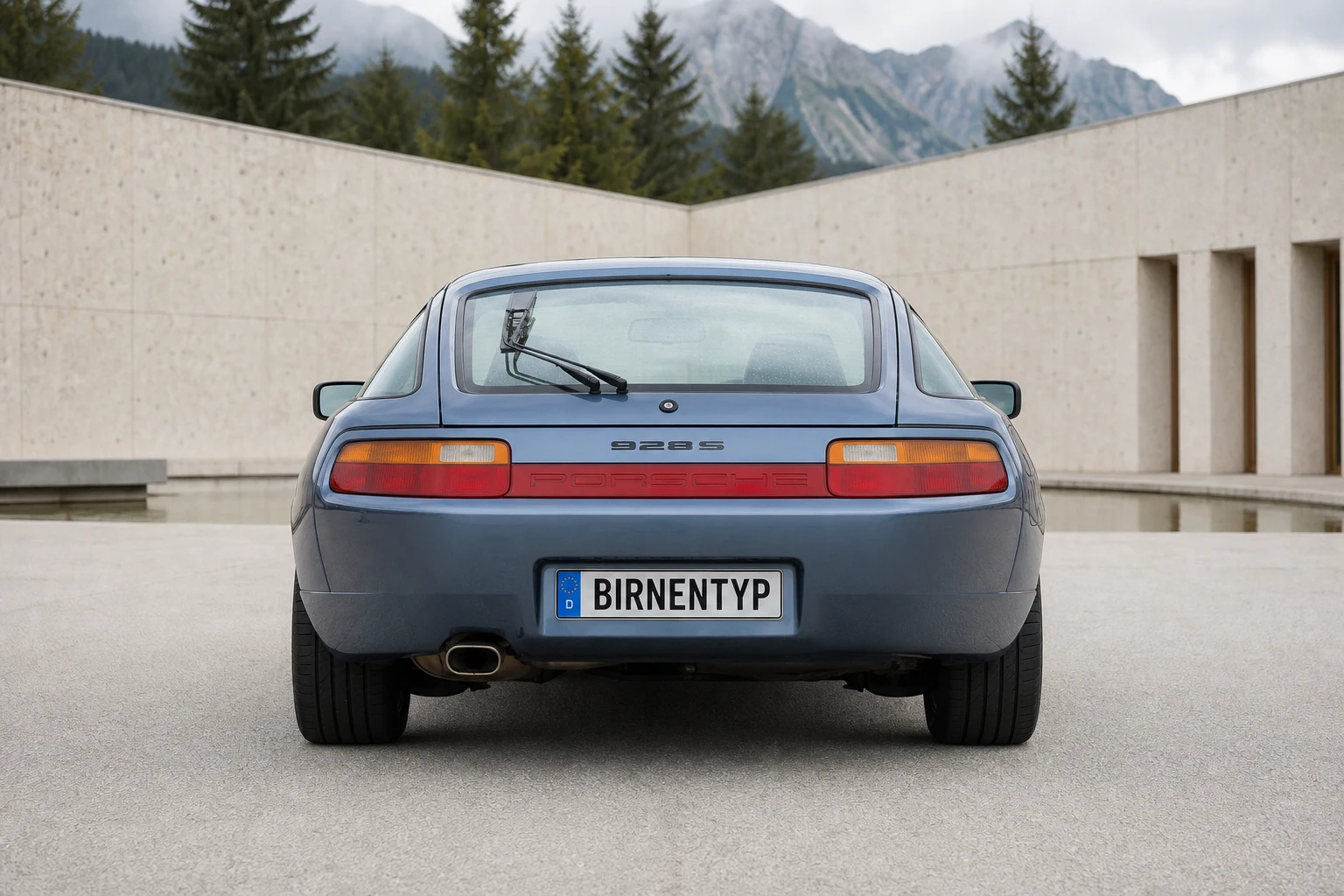 Heck-Ansicht des Porsche 928 1 (mit KI erzeugt)