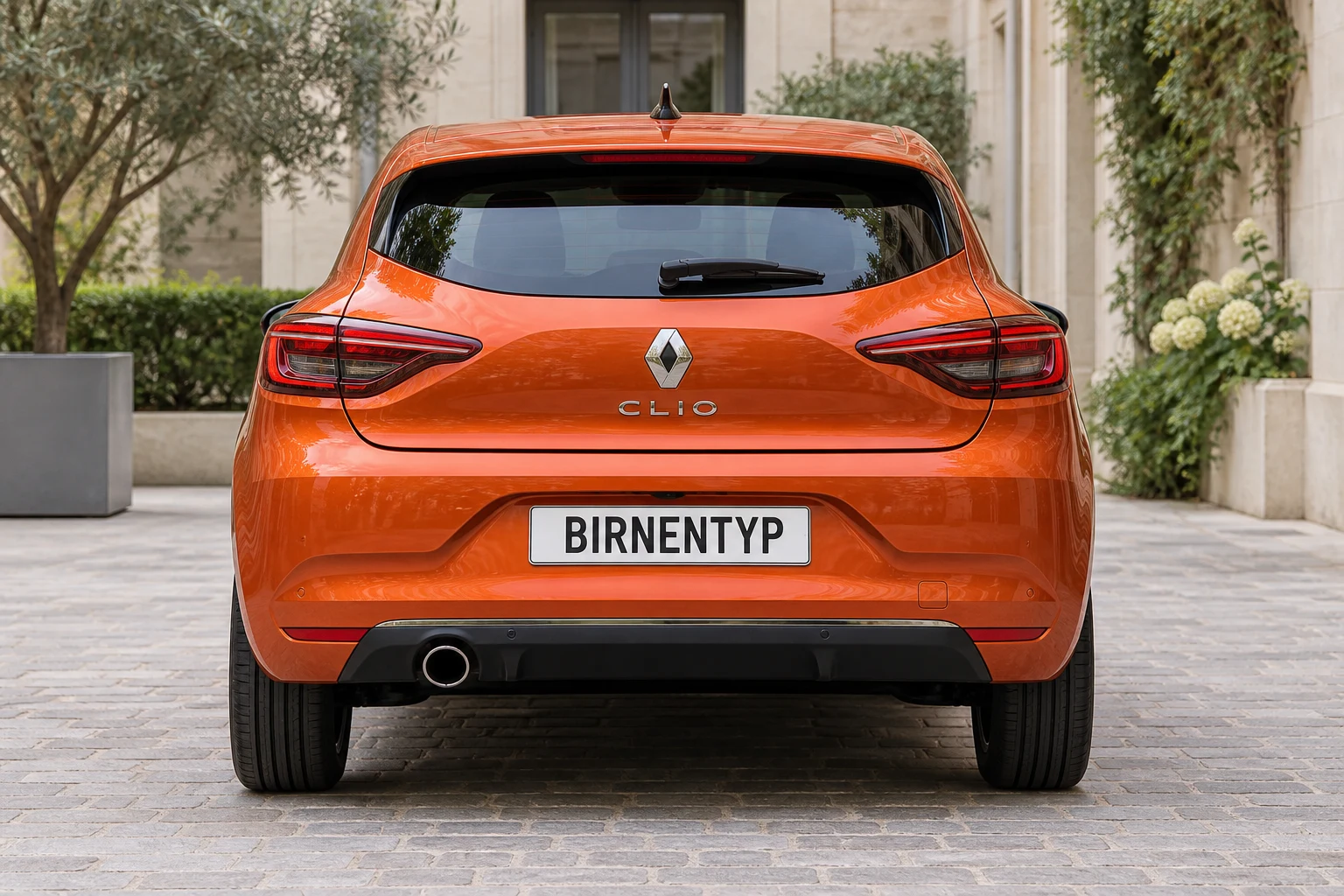 Heck-Ansicht des Renault Clio 5 (mit KI erzeugt)
