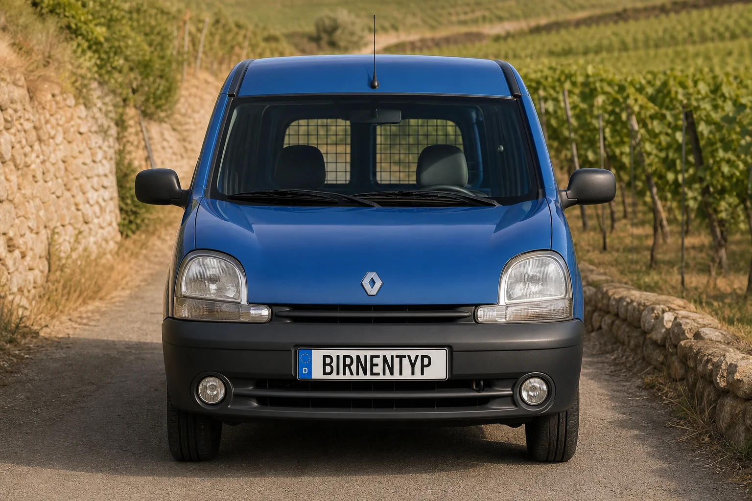 Frontansicht des Renault Kangoo 1 (Rapid / Kastenwagen) (mit KI erzeugt)