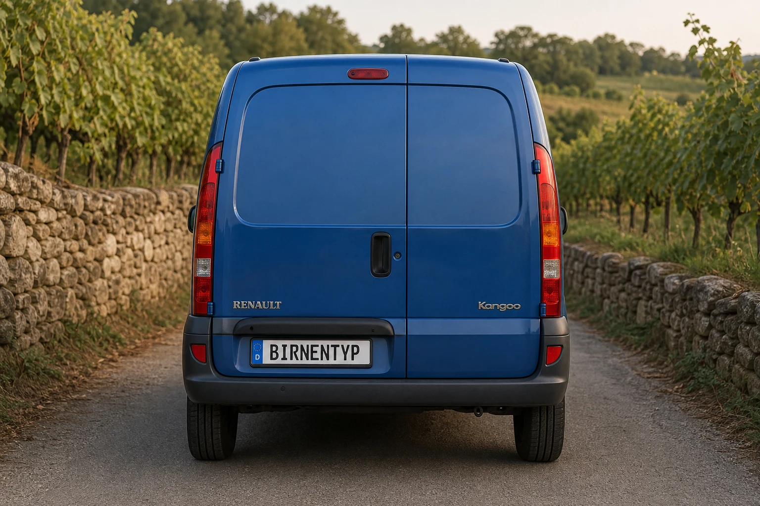 Heck-Ansicht des Renault Kangoo 1 (Rapid / Kastenwagen) (mit KI erzeugt)