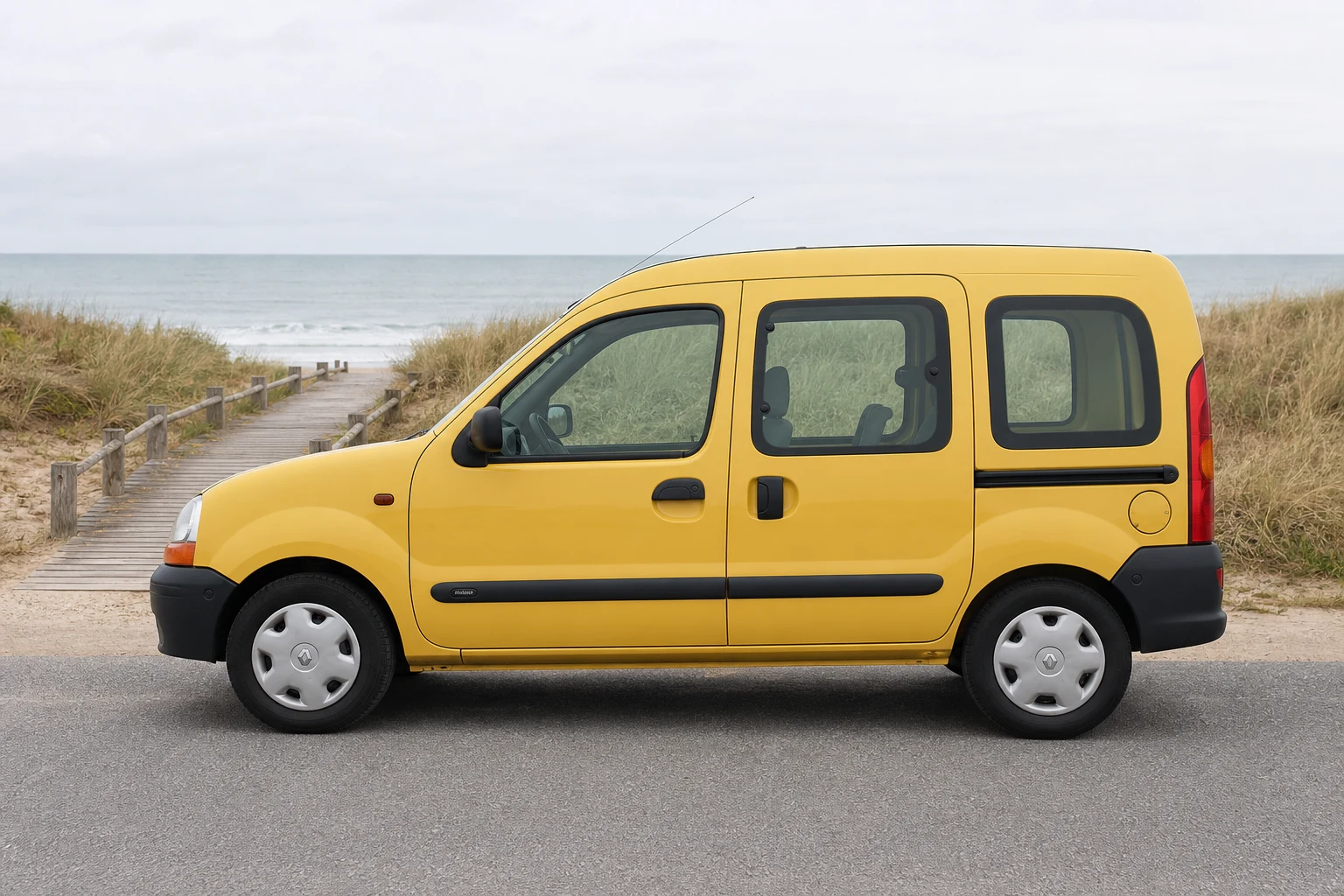 Seitenansicht (Fahrerseite) des Renault Kangoo 1 als Kombi (mit KI erzeugt)