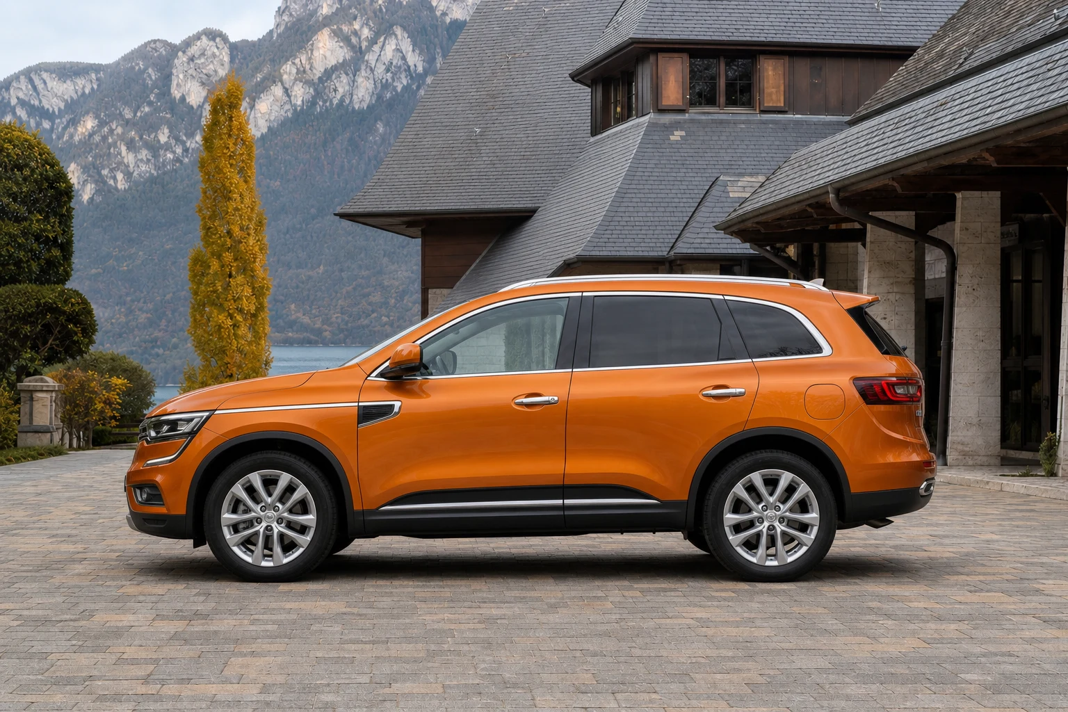 Seitenansicht (Fahrerseite) des Renault Koleos 2 als Kombi (mit KI erzeugt)