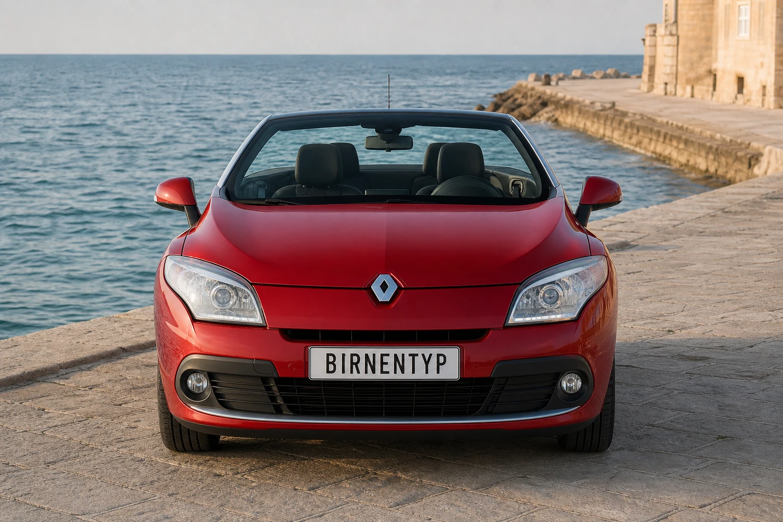 Frontansicht des Renault Megane 3 (Cabriolet) (mit KI erzeugt)