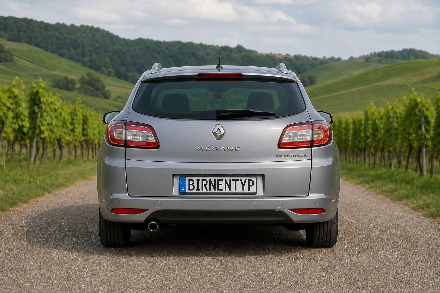 Heck-Ansicht des Renault Megane 3 (Kombi) (mit KI erzeugt)