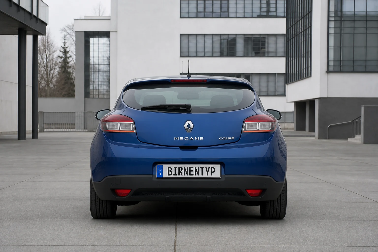 Heck-Ansicht des Renault Megane 3 (Kombicoupé) (mit KI erzeugt)