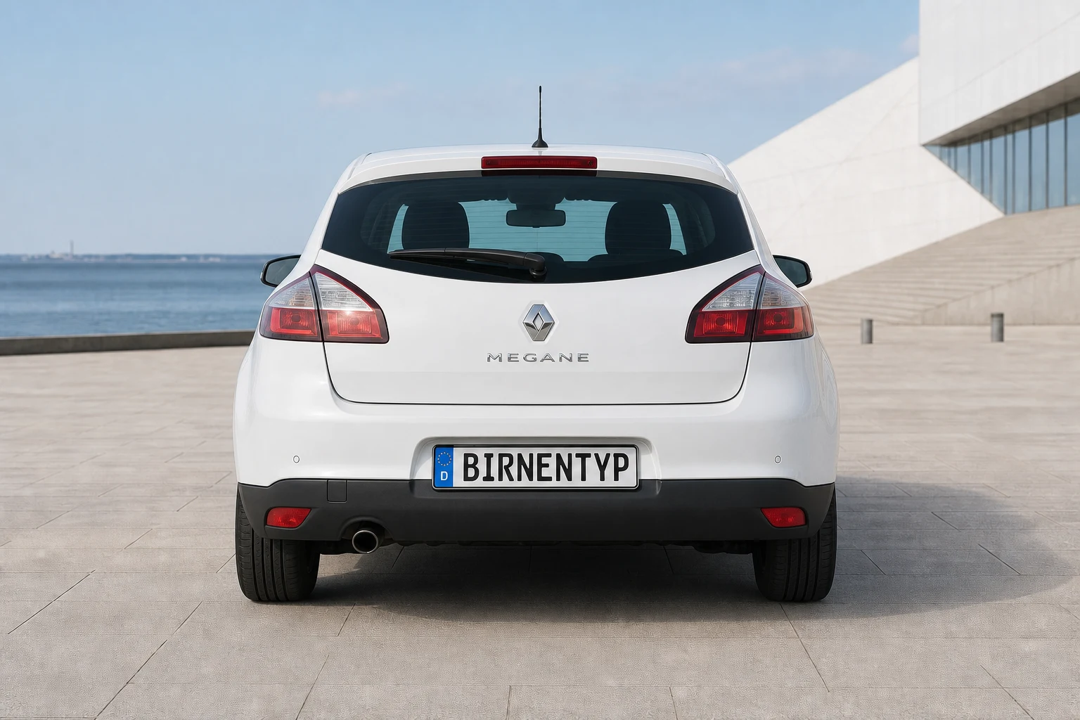Heck-Ansicht des Renault Megane 3 (mit KI erzeugt)