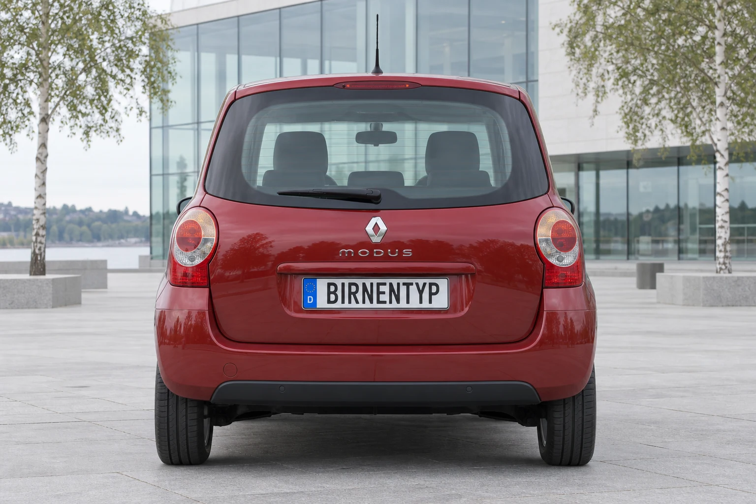Heck-Ansicht des Renault Modus 1 (mit KI erzeugt)