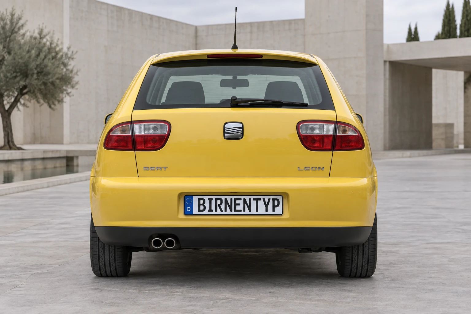 Heck-Ansicht des Seat Leon 1 (mit KI erzeugt)