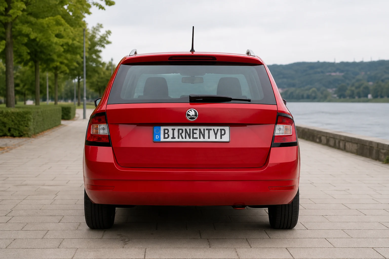 Heck-Ansicht des Škoda Fabia 3. Gen (Combi / Kombi) (mit KI erzeugt)
