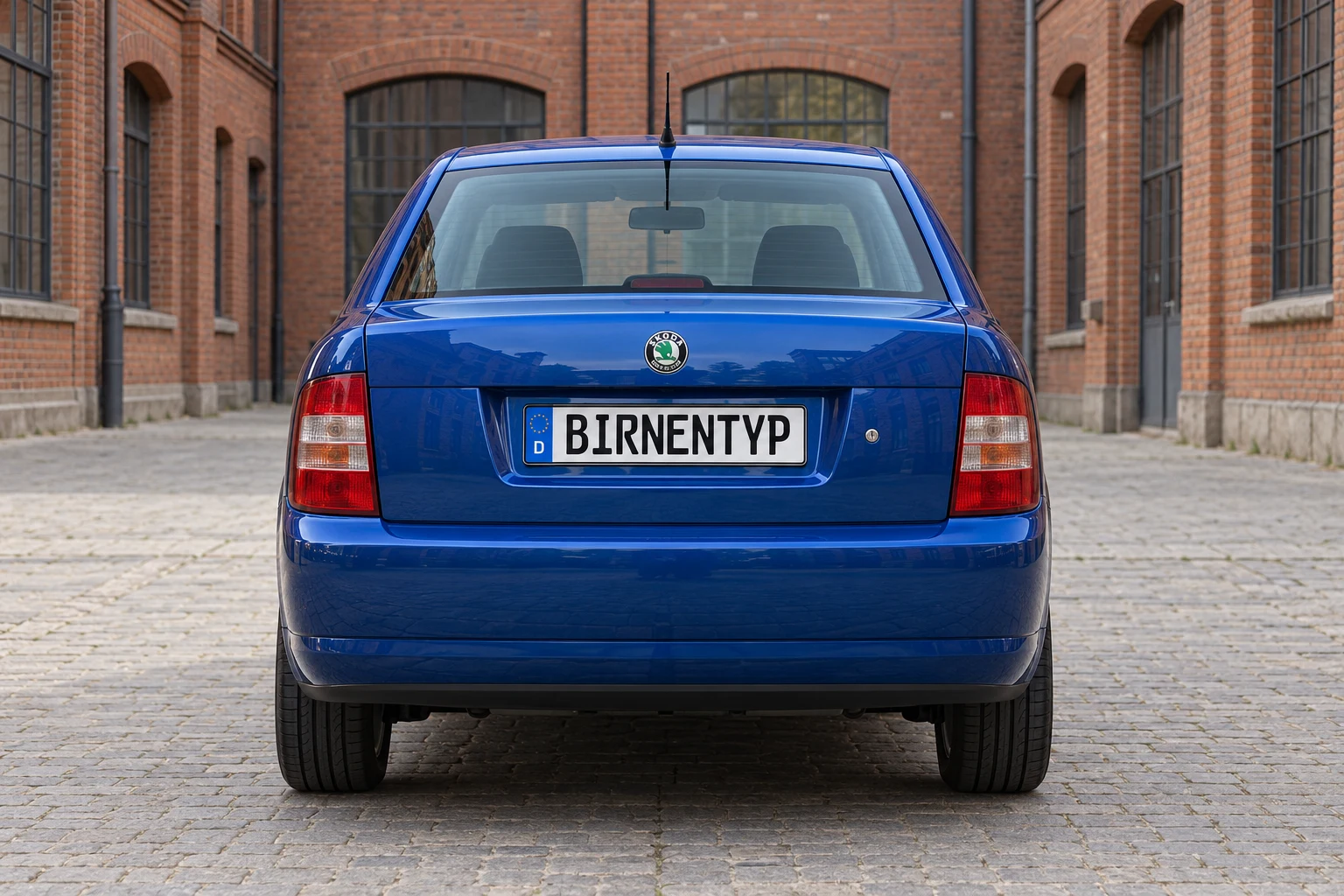Heck-Ansicht des Škoda Fabia 1 (Sedan (Stufenheck)) (mit KI erzeugt)