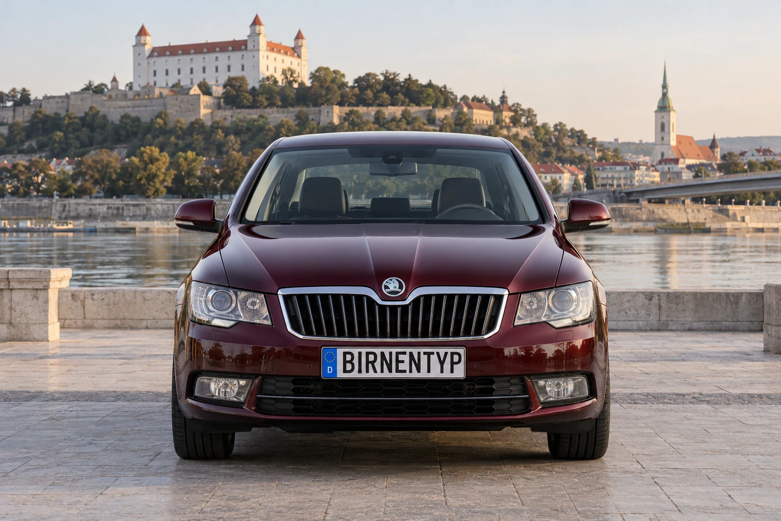 Frontansicht des Škoda Superb 2 (mit KI erzeugt)