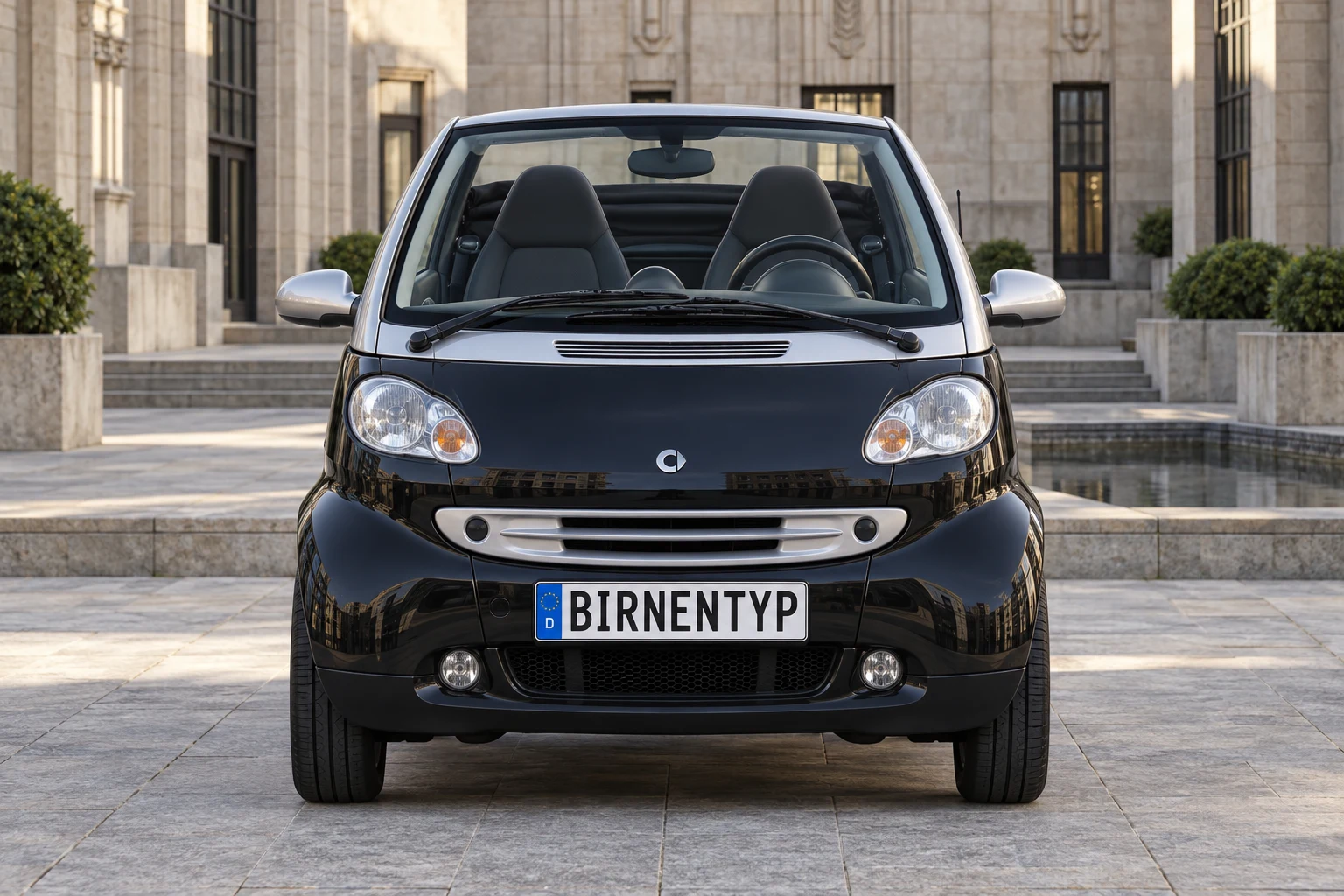 Frontansicht des Smart ForTwo 1 (Cabriolet) (mit KI erzeugt)