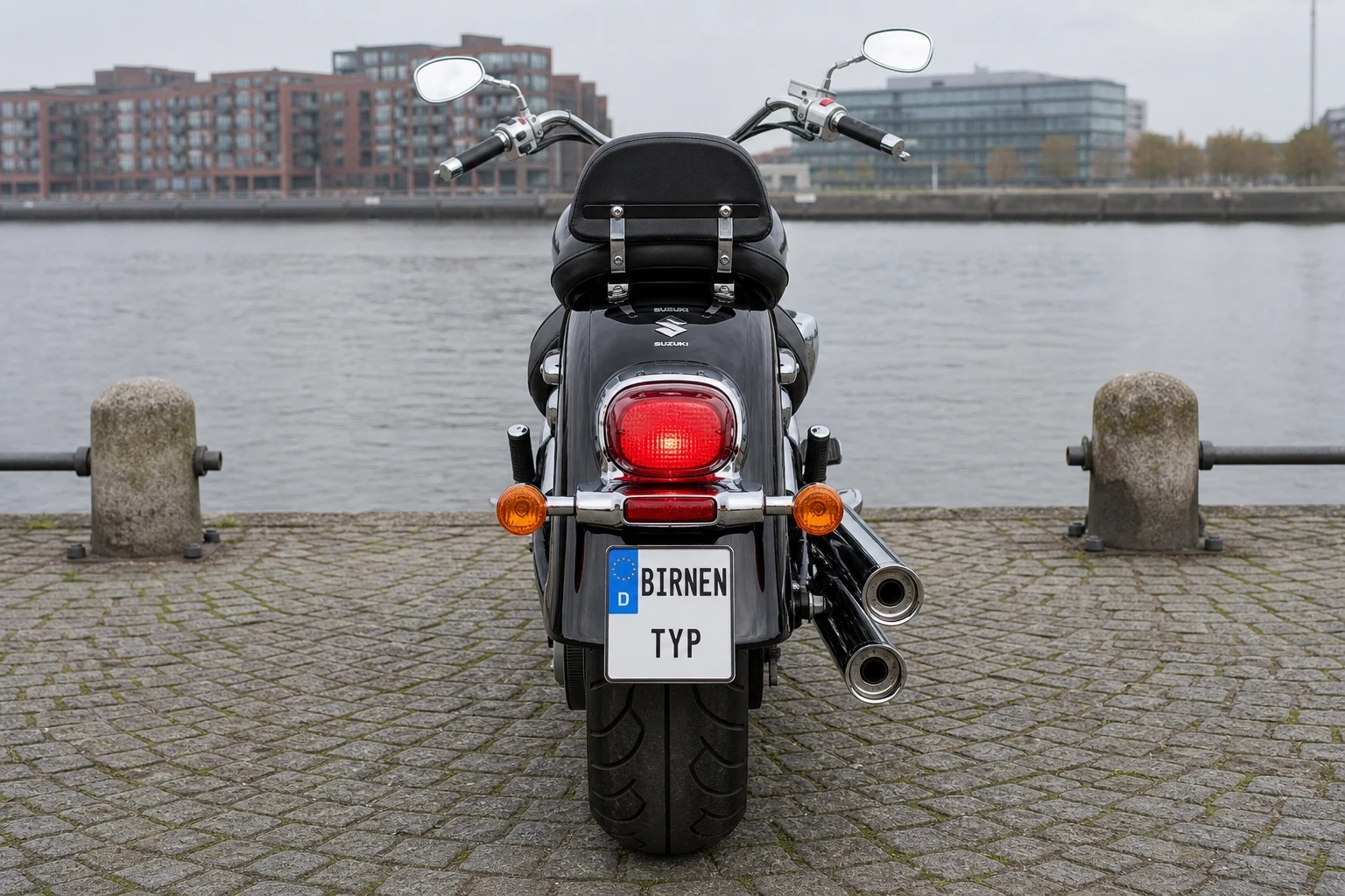 Heck-Ansicht der Suzuki C-1500-Intruder (mit KI erzeugt)