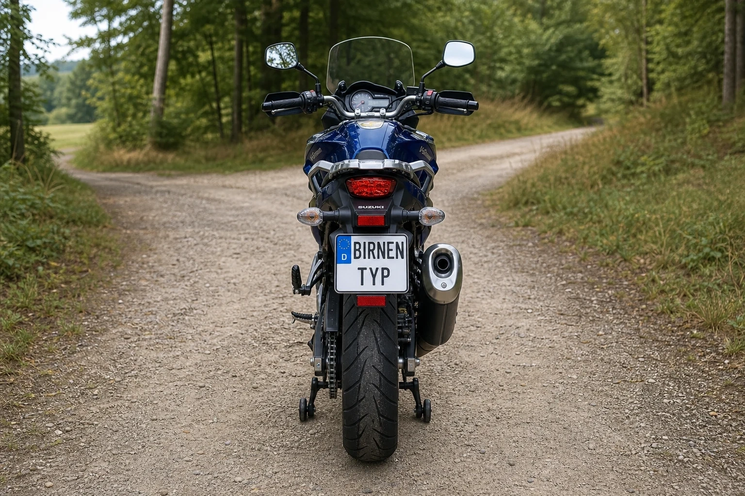 Heck-Ansicht der Suzuki DL-1000-V-Strom (mit KI erzeugt)