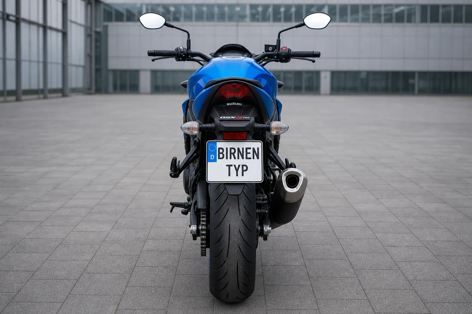 Heck-Ansicht der Suzuki GSX-S750 (& -W, -U) (mit KI erzeugt)
