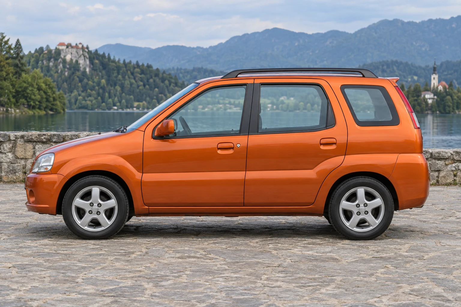 Seitenansicht (Fahrerseite) des Suzuki Ignis 1 als Kombi (mit KI erzeugt)