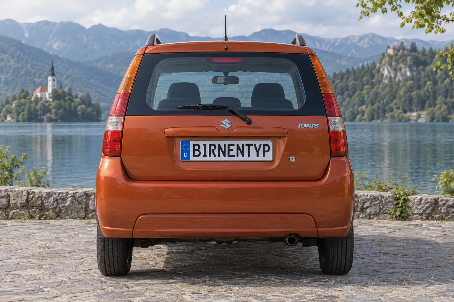 Heck-Ansicht des Suzuki Ignis 1 (mit KI erzeugt)