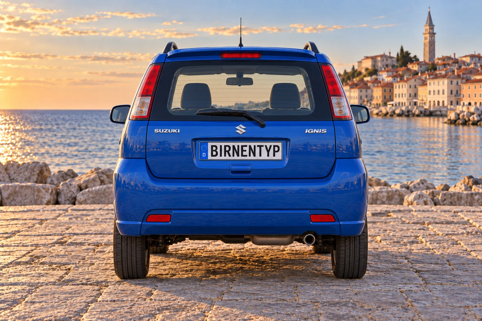 Heck-Ansicht des Suzuki Ignis 2 (mit KI erzeugt)