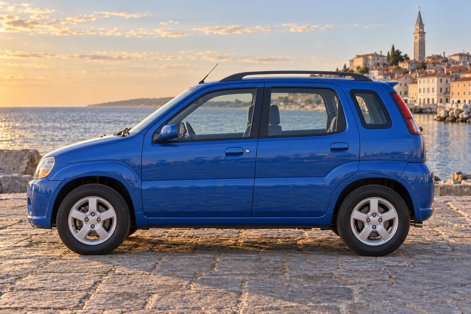 Seitenansicht (Fahrerseite) des Suzuki Ignis 2 als Kombi (mit KI erzeugt)