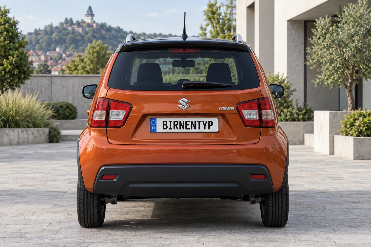 Heck-Ansicht des Suzuki Ignis 3 (mit KI erzeugt)