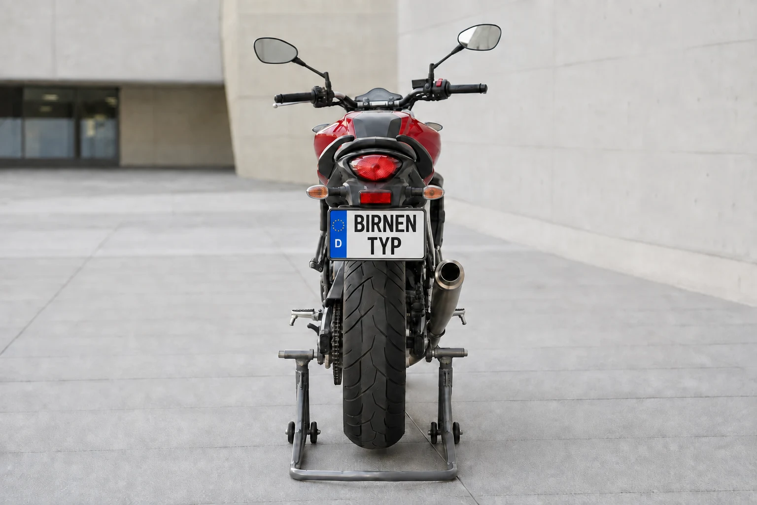 Heck-Ansicht der Suzuki SFV-650 (& -U, -A, -UA) -Gladius (mit KI erzeugt)