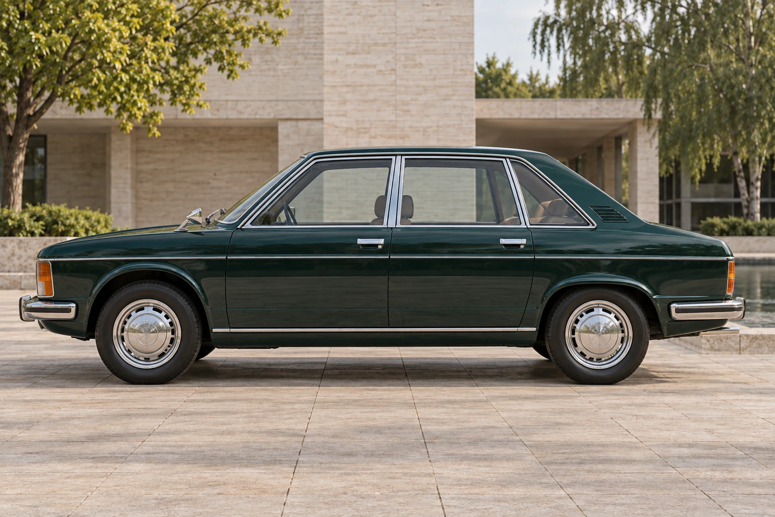 Seitenansicht (Fahrerseite) des Tatra 613 1 als Limousine (mit KI erzeugt)