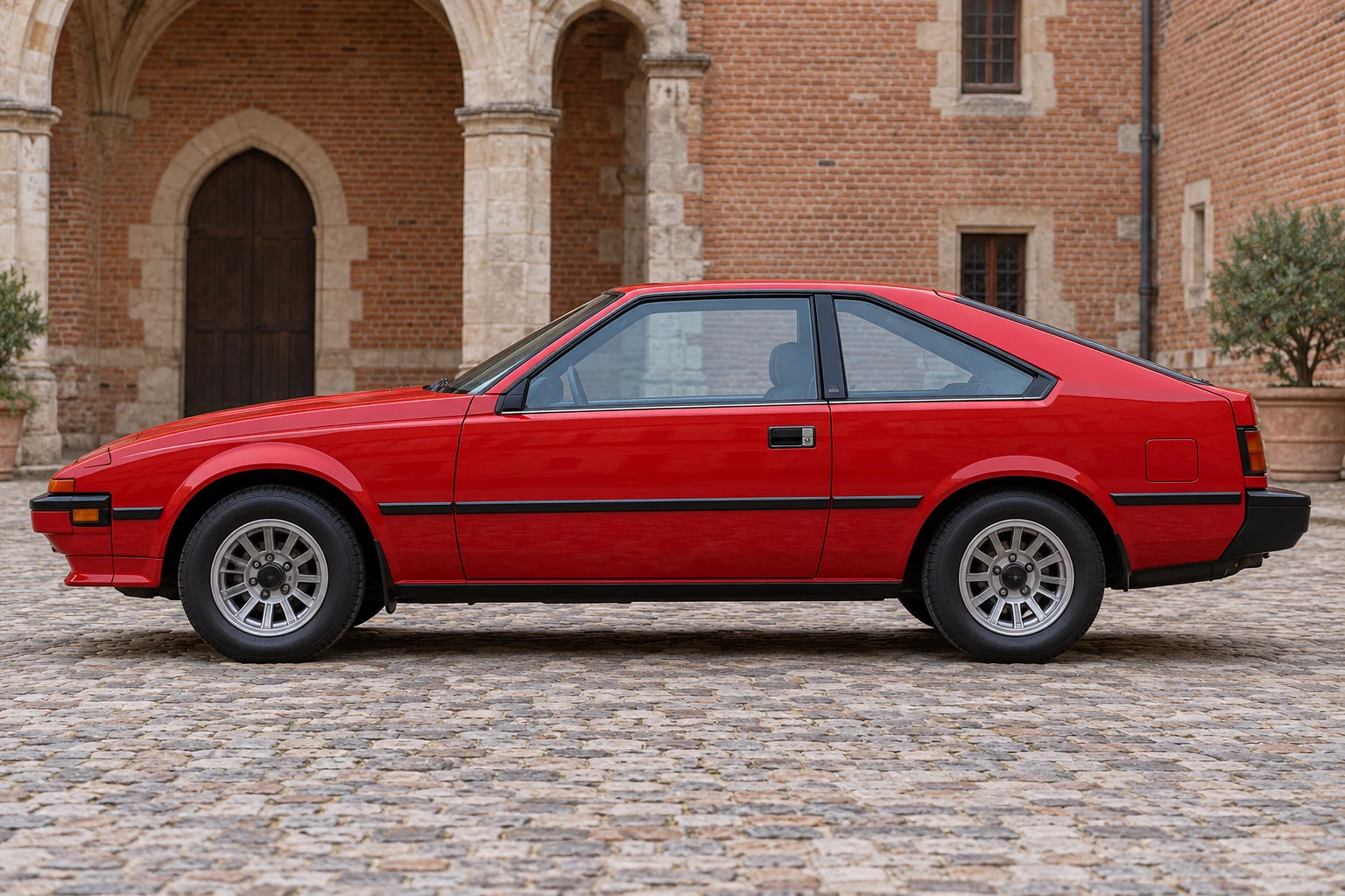 Seitenansicht (Fahrerseite) des Toyota Celica 2 als Coupé / Liftback (Klappscheinwerfer) (mit KI erzeugt)