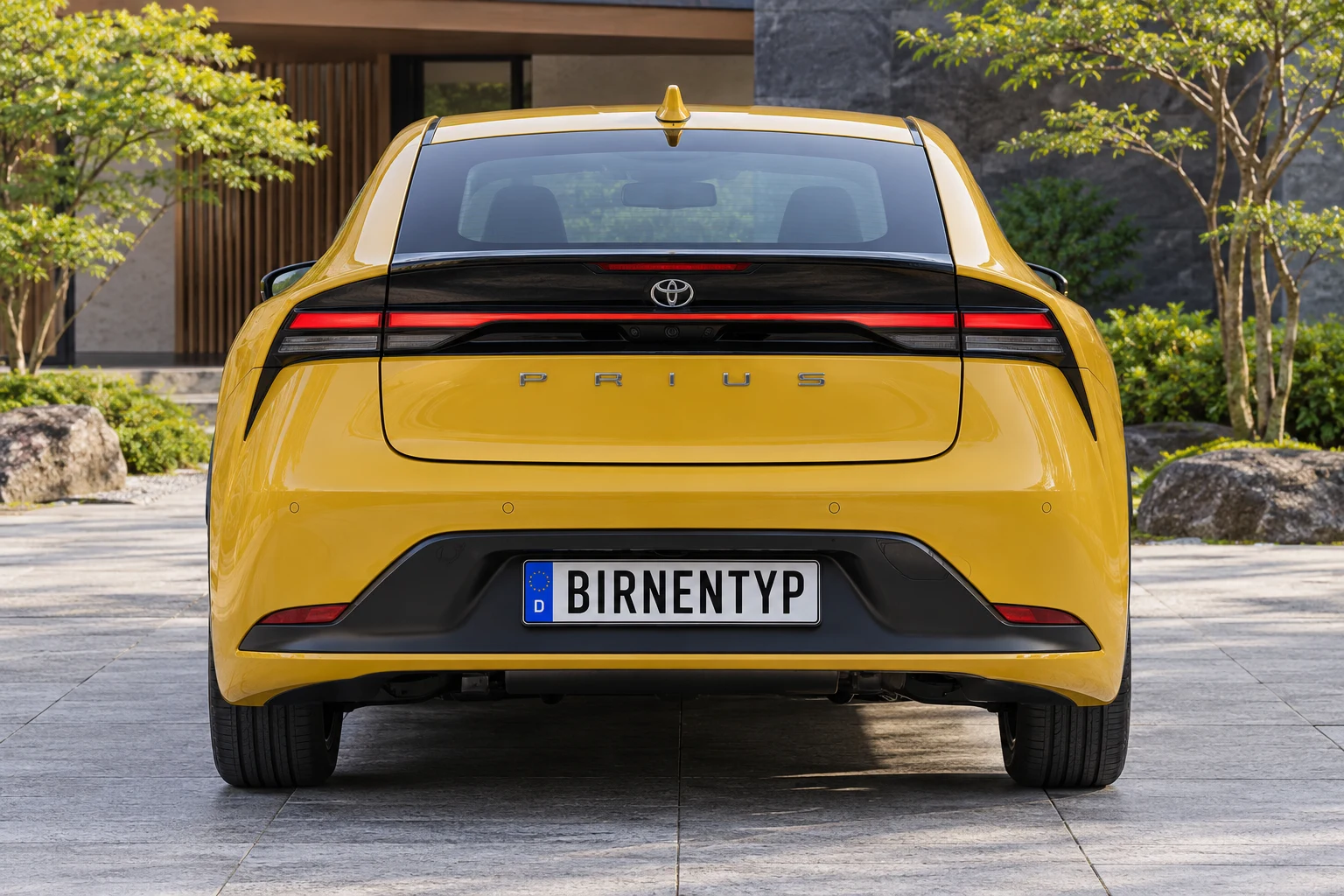 Heck-Ansicht des Toyota Prius 5 (mit KI erzeugt)