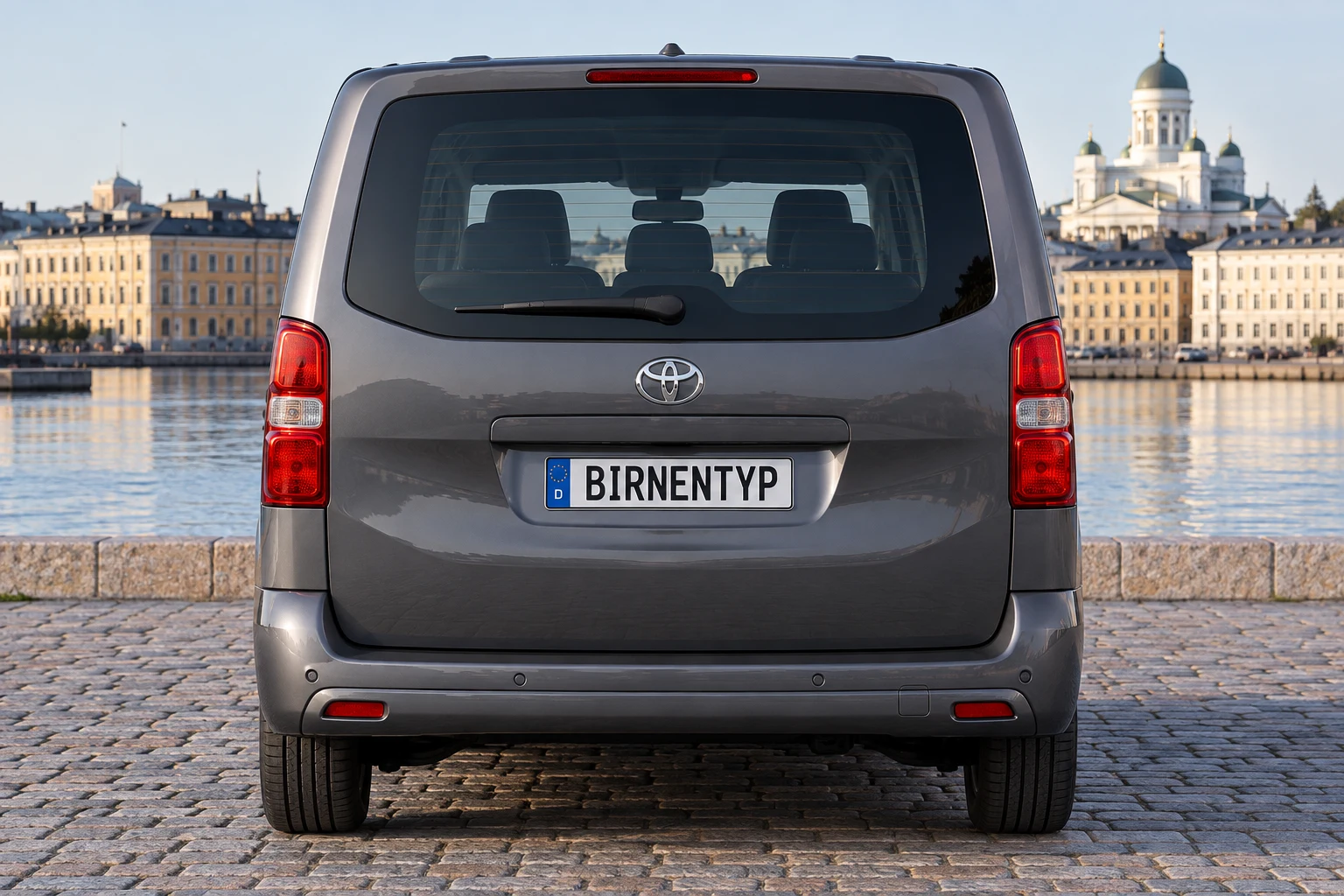 Heck-Ansicht des Toyota Proace Verso (Long (L2)) (mit KI erzeugt)