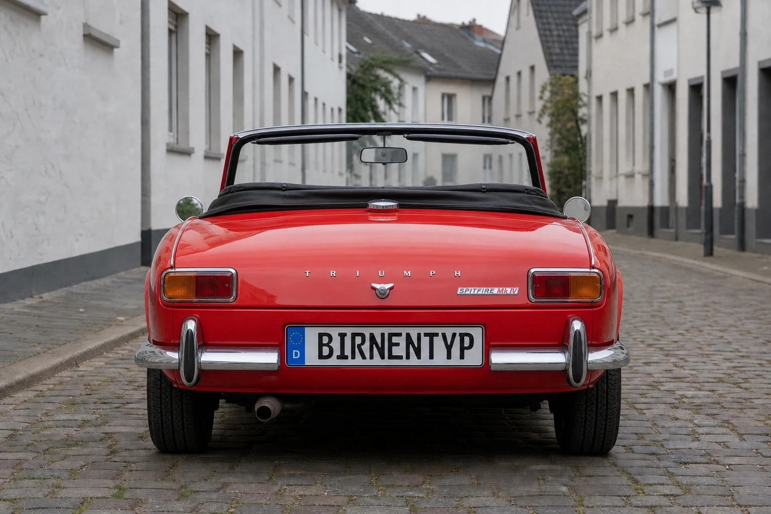Heck-Ansicht des Triumph Spitfire (mit KI erzeugt)