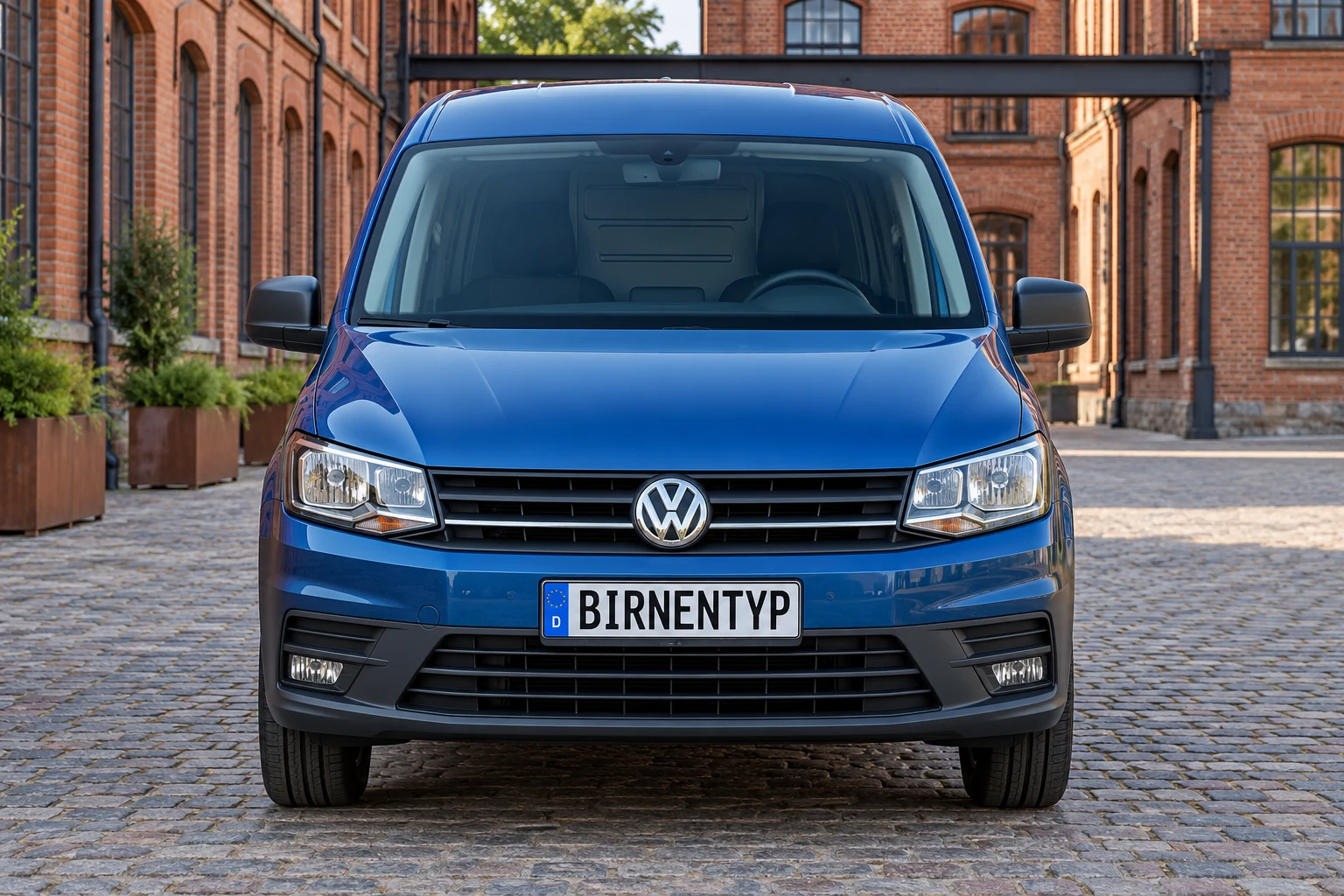 Frontansicht des VW Caddy 4 (Kasten) (mit KI erzeugt)