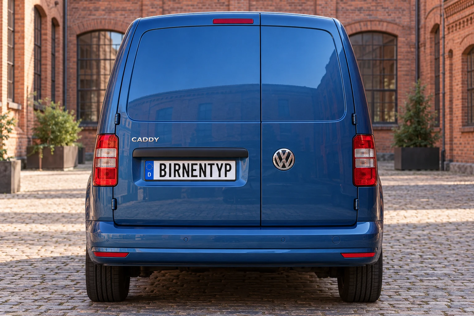 Heck-Ansicht des VW Caddy 4 (Kasten) (mit KI erzeugt)