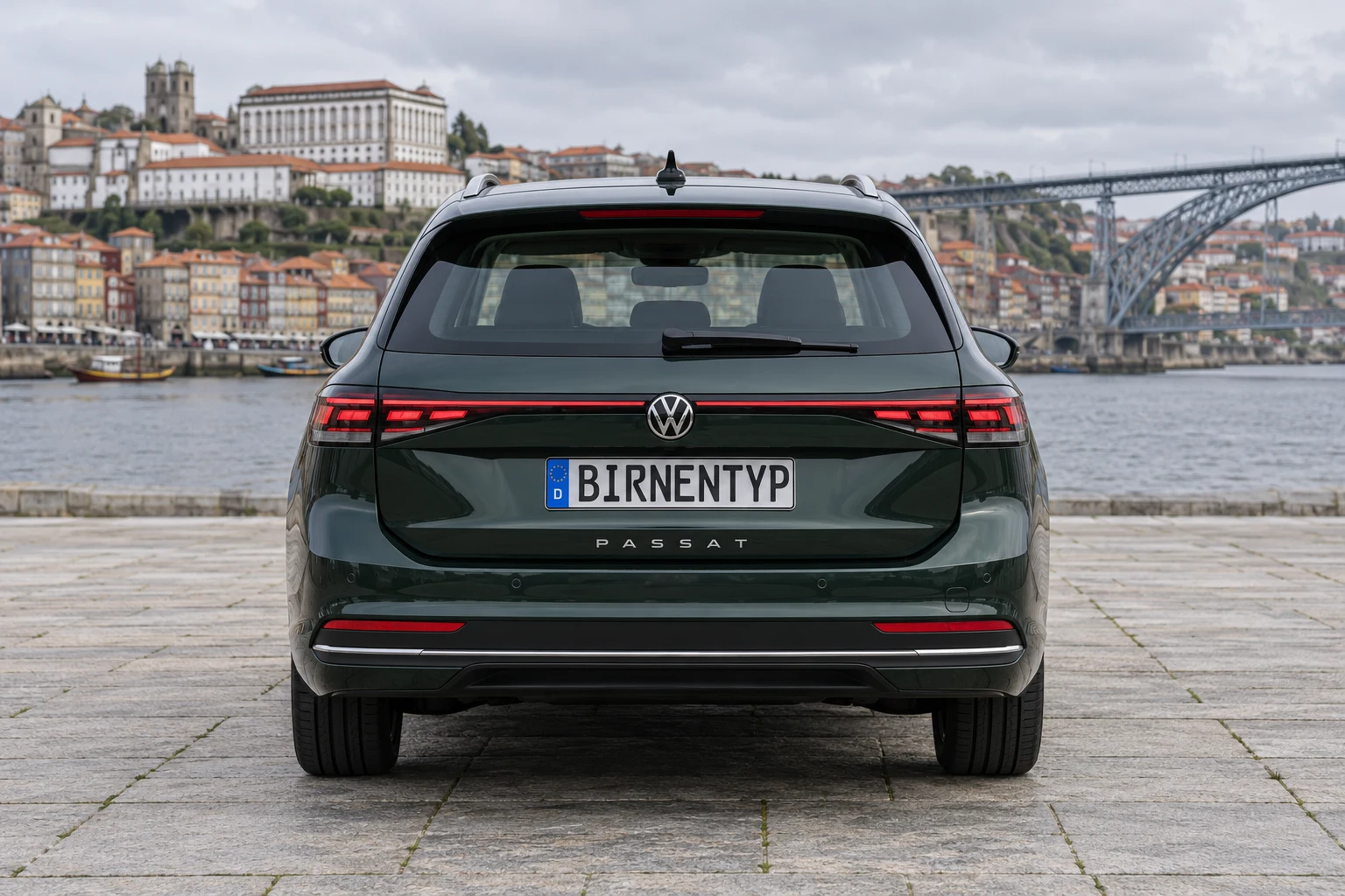Heck-Ansicht des VW Passat 9 (mit KI erzeugt)
