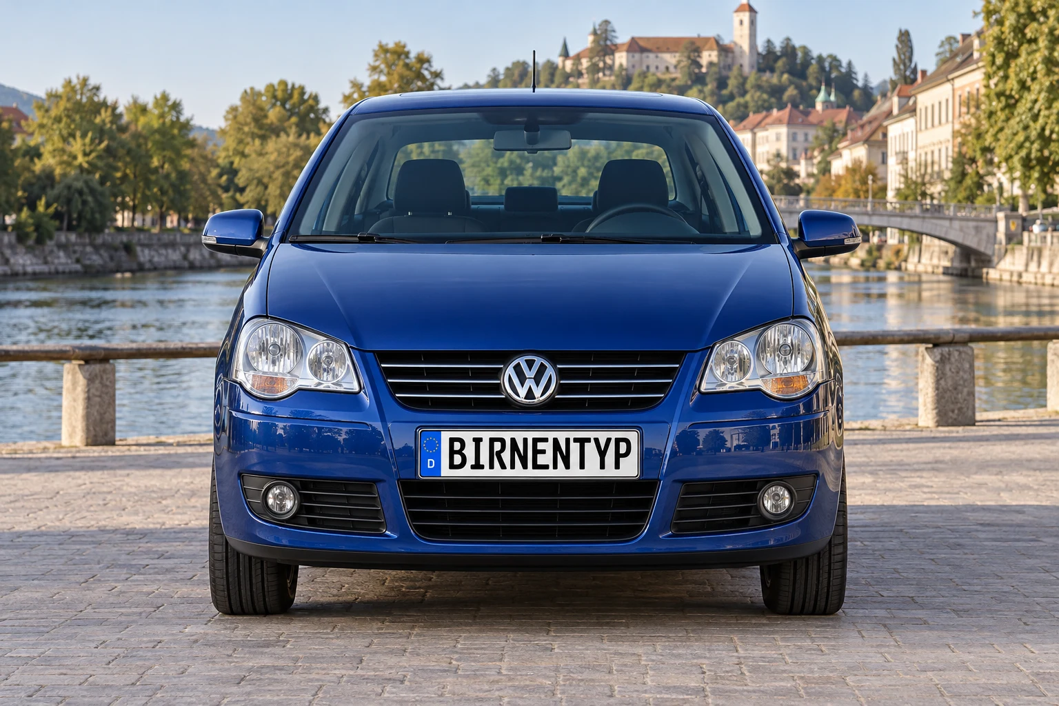 Frontansicht des VW Polo 4 Facelift (Limousine) (mit KI erzeugt)